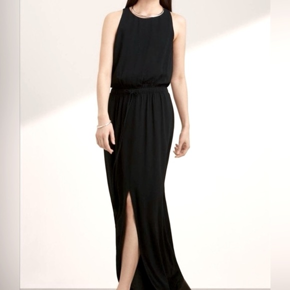 Aritzia BABATON Harold Sleeveless Maxi Dress Front Slit Split Hem Black Size XS - Picture 2 of 12